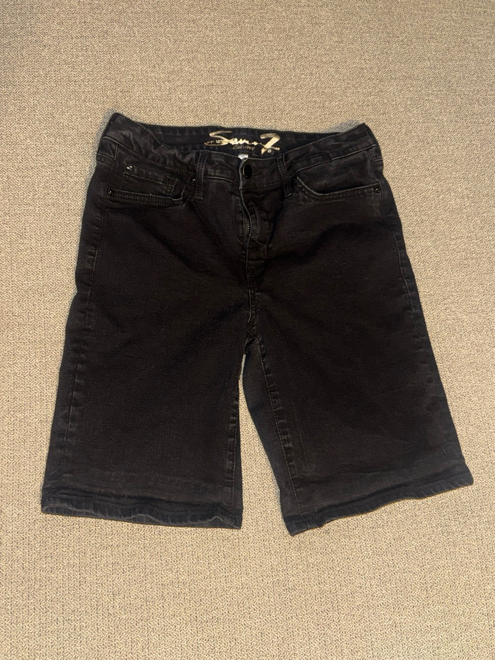 Seven7 Black Bermuda Denim Shorts